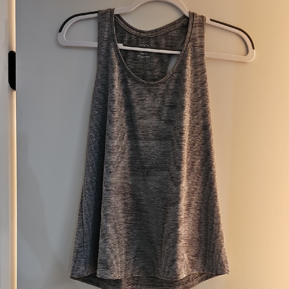 Athletic Works Women's Black and White Striped Tank Top
